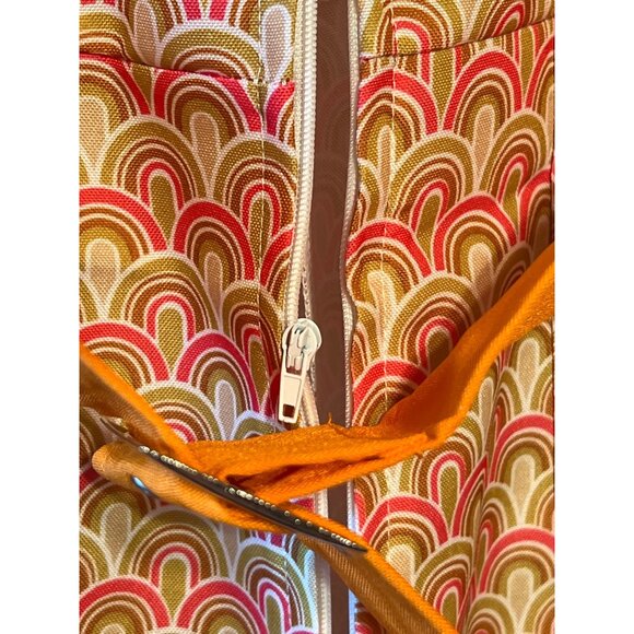 Authentic 70s Chic Costume Orange Jumpsuit Smiffys Retro Pattern Zip Closure Bel - Picture 7 of 8